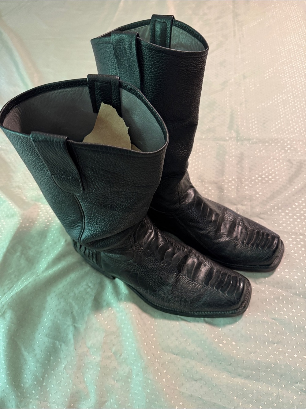 Los Altos Genuine Ostrich Western Boots Size 12EE. Black - Picture 2 of 13
